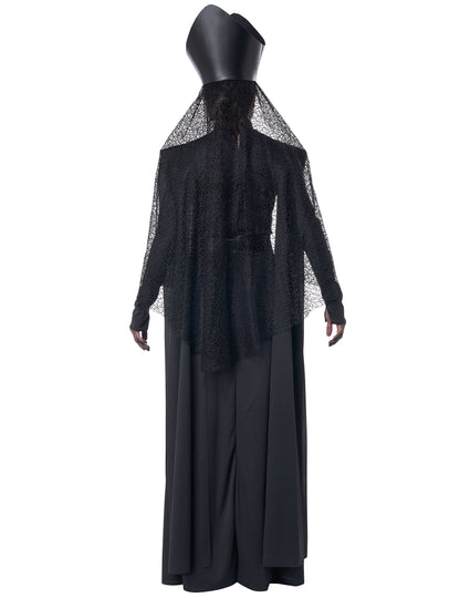 Vue de dos du déguisement prêtresse occulte luxe pour femme