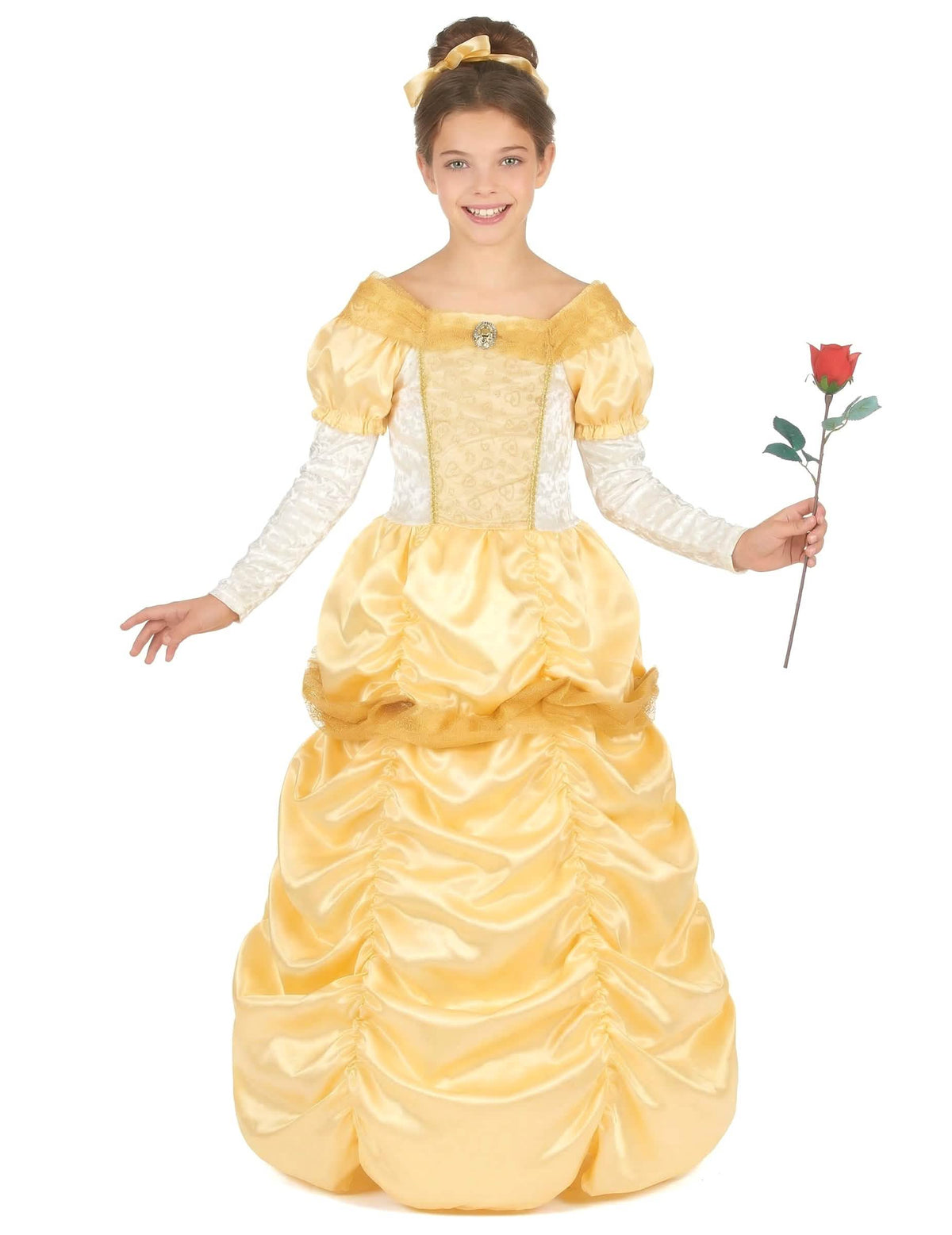Déguisement de princesse beauté pour fille jaune et or