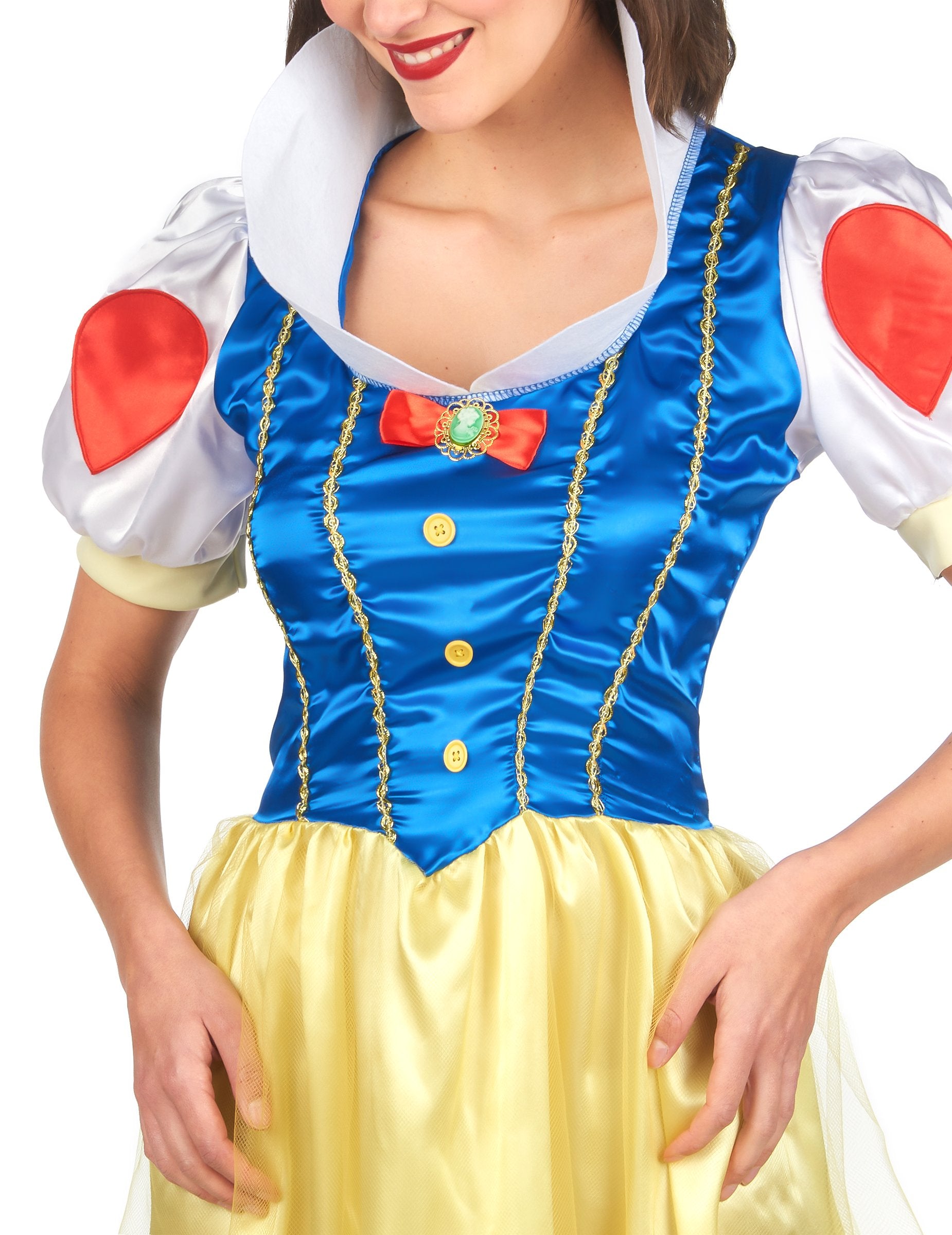 Detaliu al bustului și mânecilor costumului de prințesă a zăpezii pentru femei