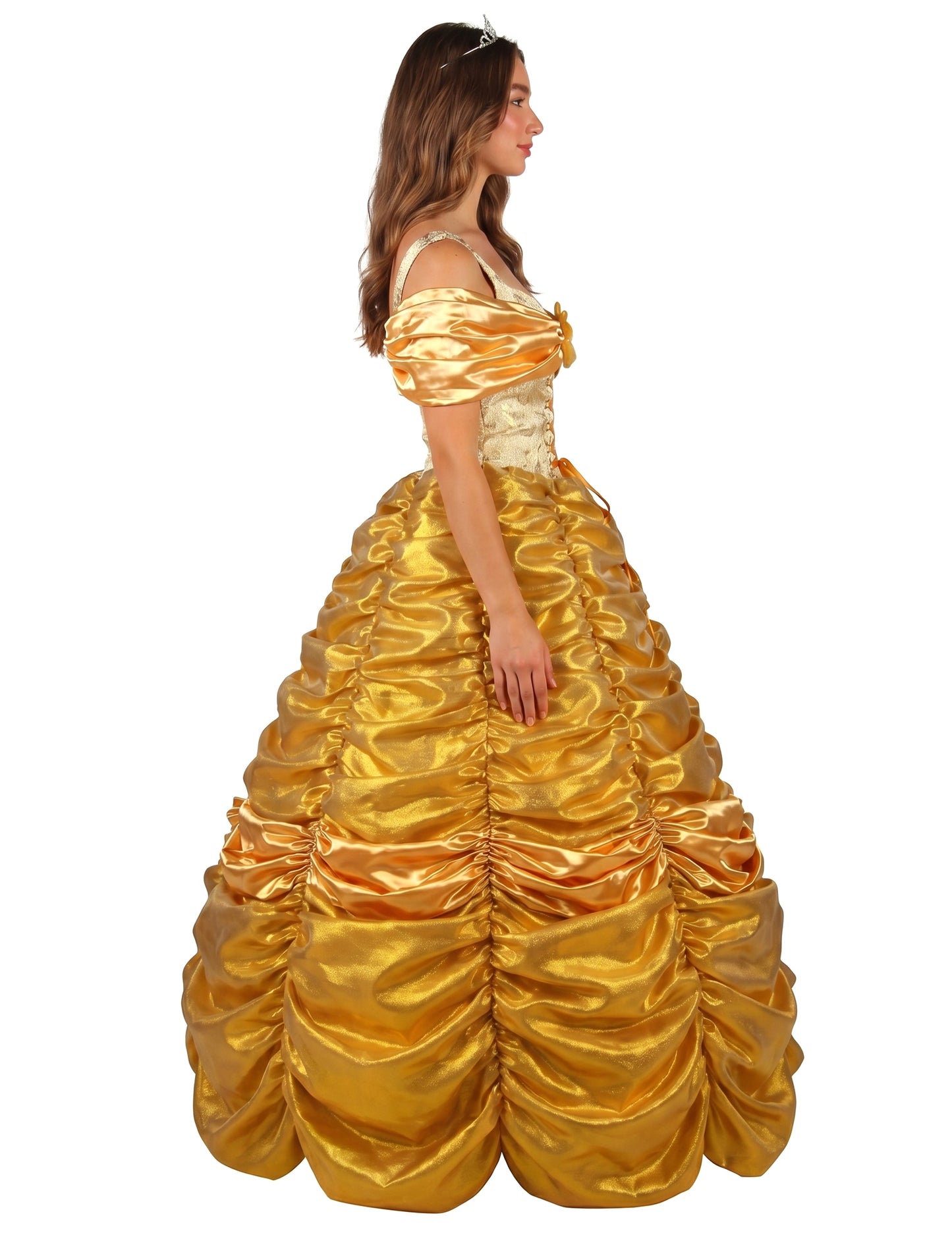 Costum de prințesă galben de lux pentru femei