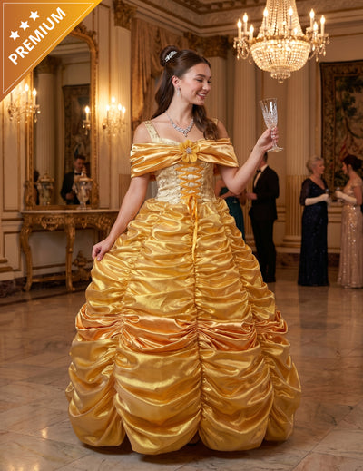 Costum de prințesă galben de lux pentru femei