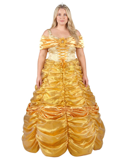 Costum de prințesă galben de lux pentru femei