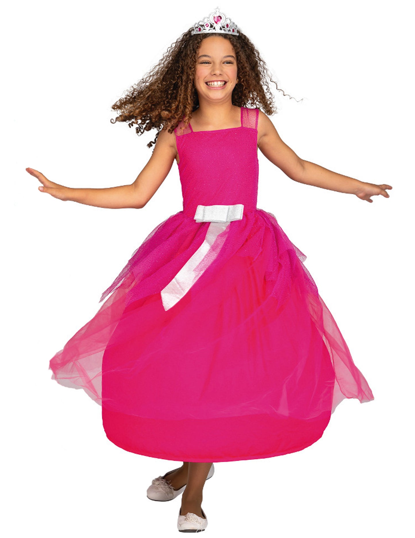 Mise en mouvement de la robe rose du déguisement princesse magique 2 en 1 pour fille