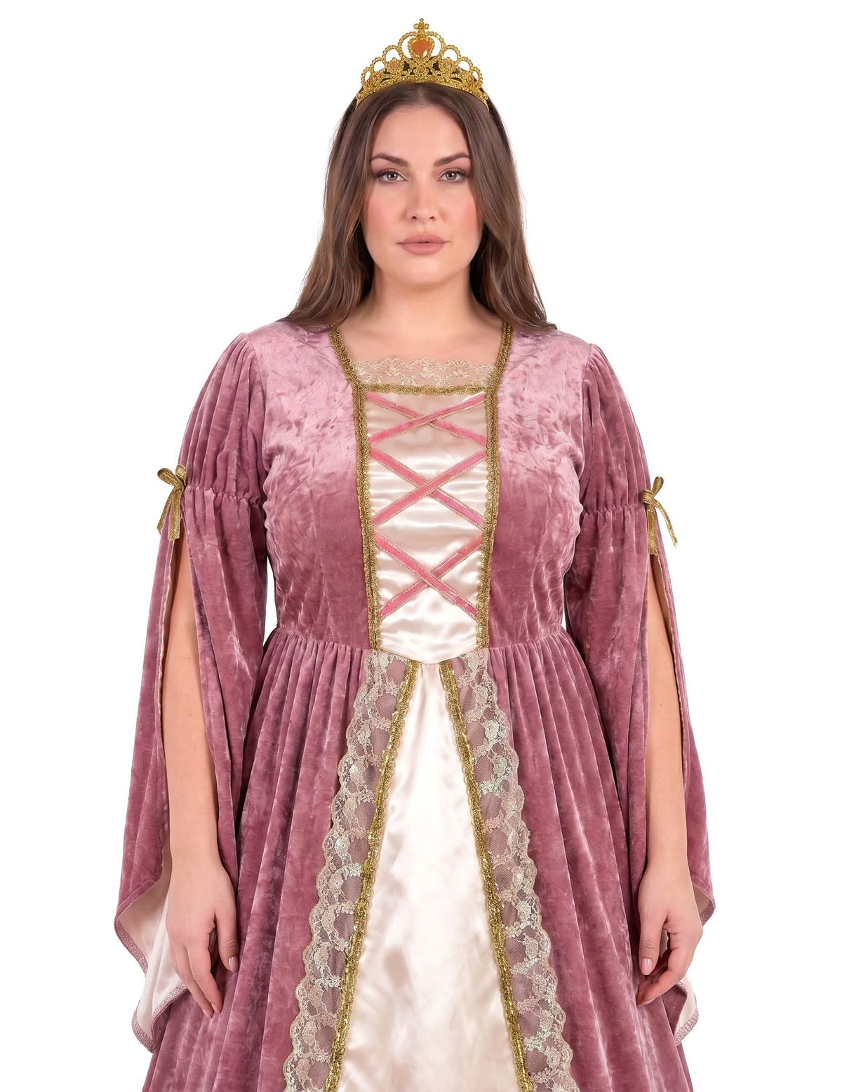 Déguisement princesse médiévale rose et blanche grande taille femme