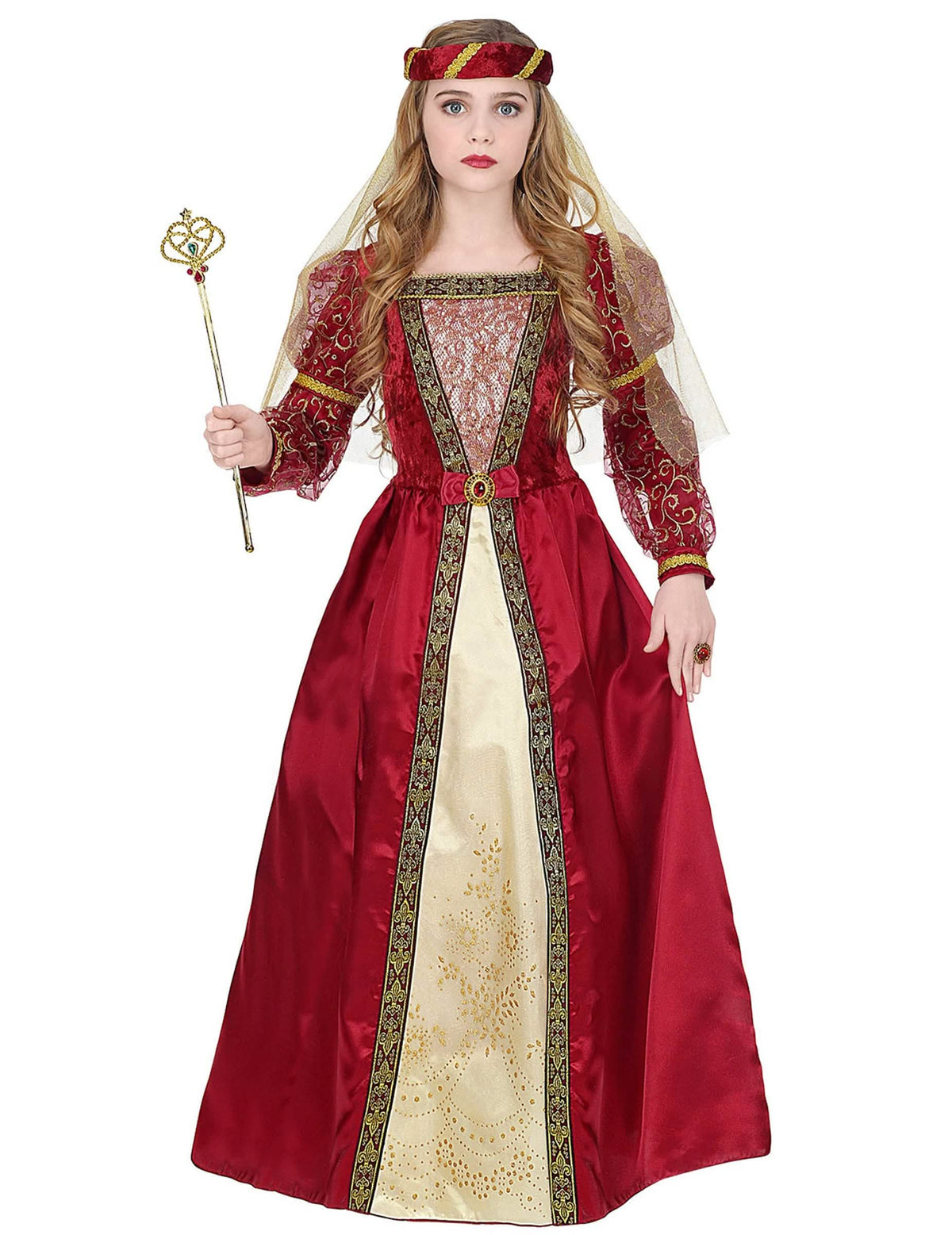 Sceptru auriu al costumului de prințesă medievală regală pentru fată