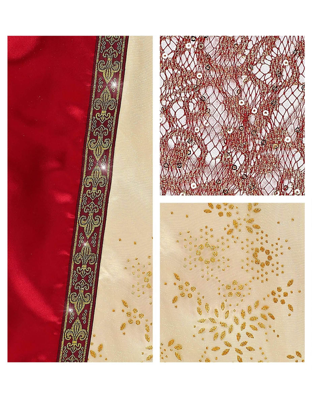 Detalii despre finisajele și țesăturile costumului de prințesă medievală regală