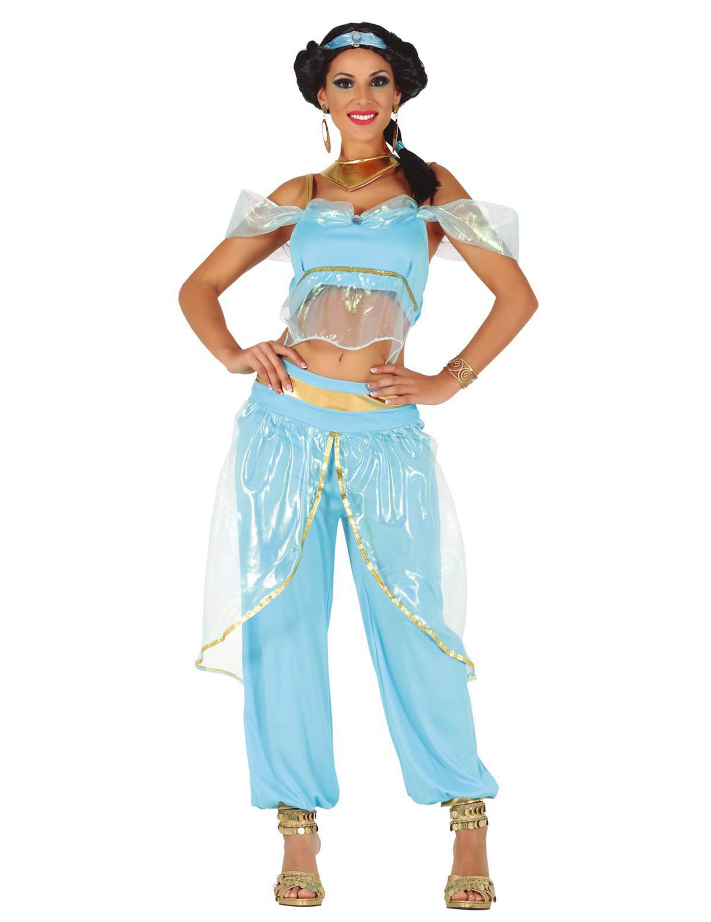 Costum de prințesă orientală albastră a femeilor