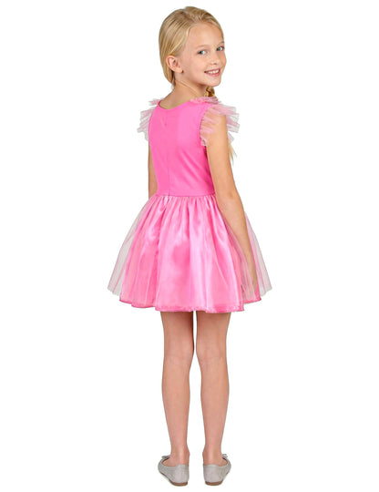 Vue de dos du déguisement de princesse à paillettes pour fille