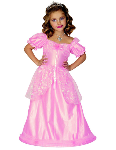 Déguisement de princesse aux manches bouffantes pour fille rose satiné