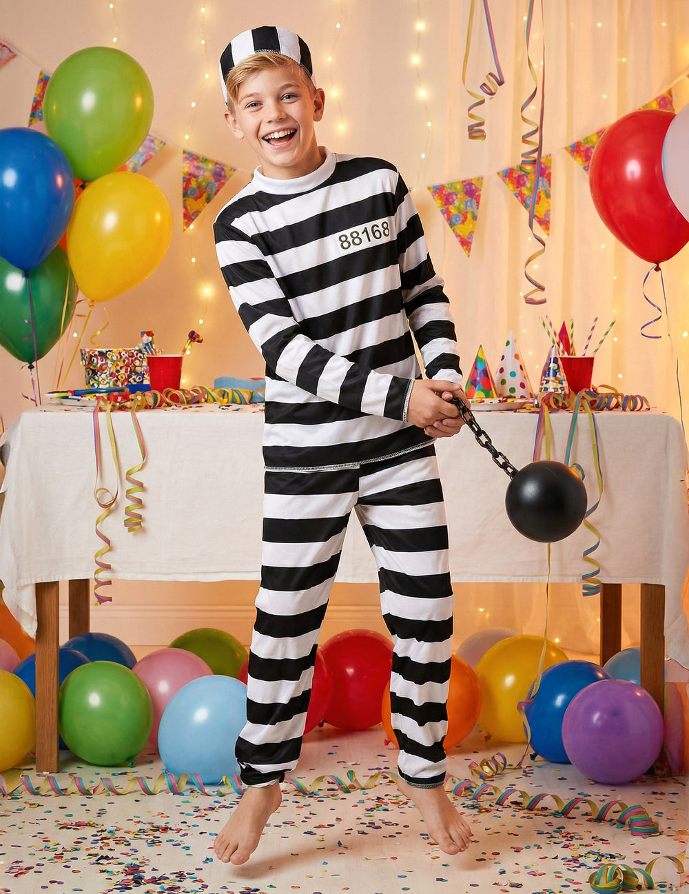 Mise en situation du déguisement de prisonnier pour enfant