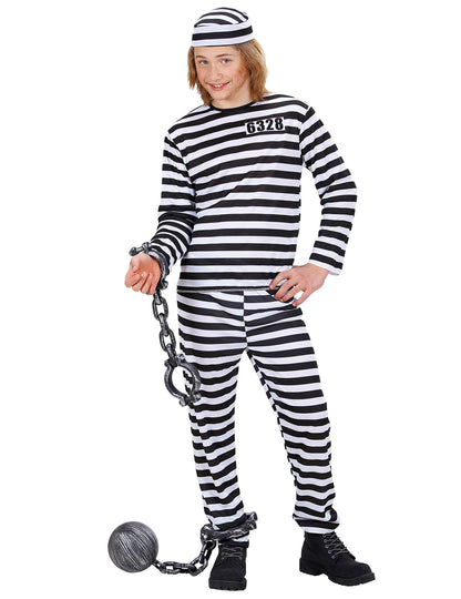 Costum de prizonier alb -negru adolescent