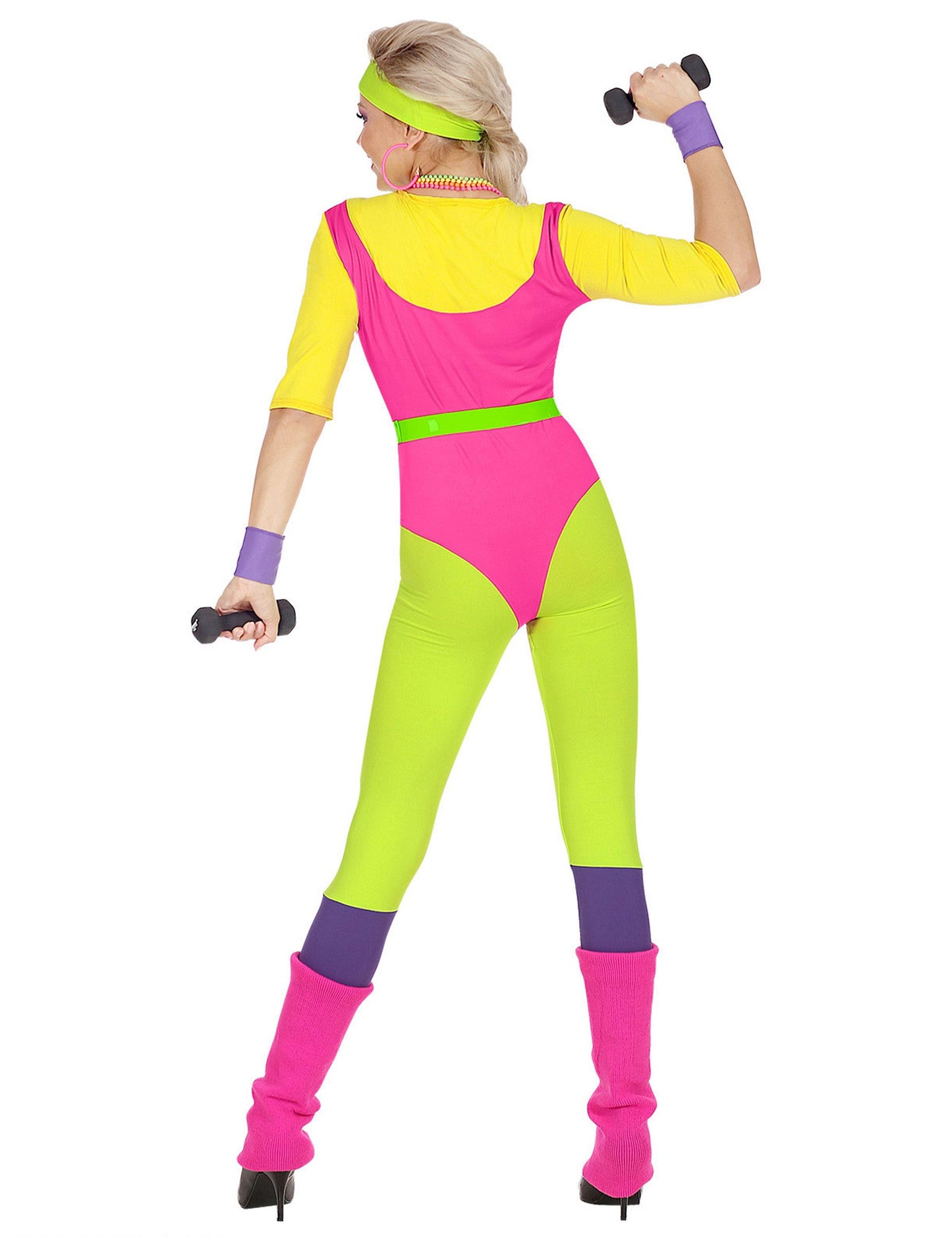 Vue de dos du déguisement de prof aérobique années 80 pour femme