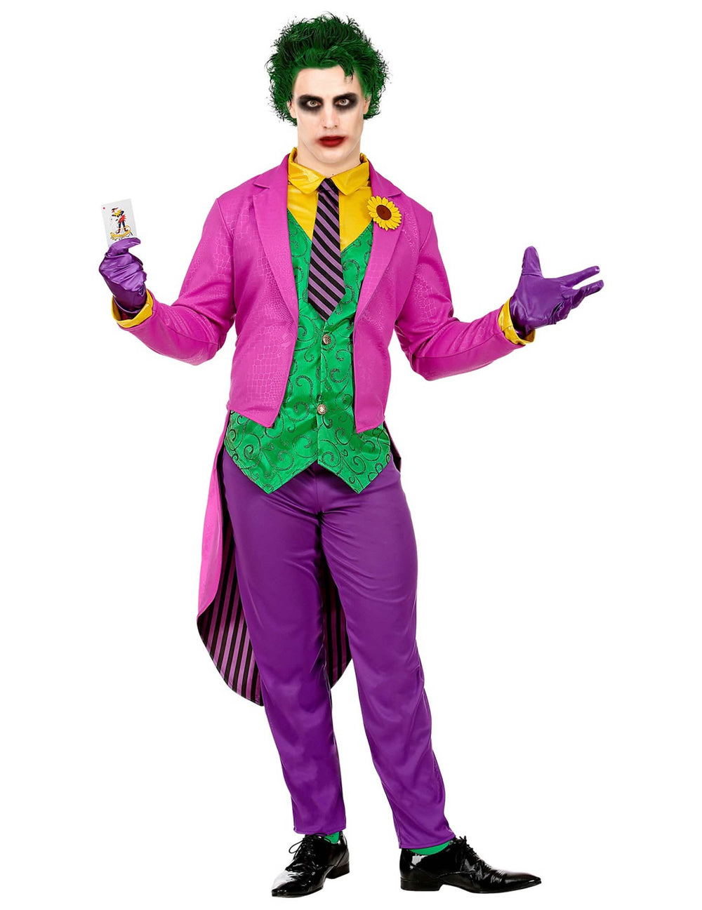 Costume psihopat nebun pentru bărbat mov și verde cu jachetă frac
