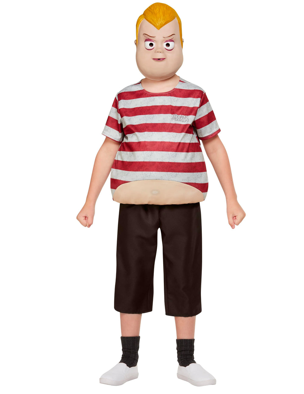 Déguisement de Pugsley Famille Addams™ pour enfant à rayures rouges et blanches avec masque