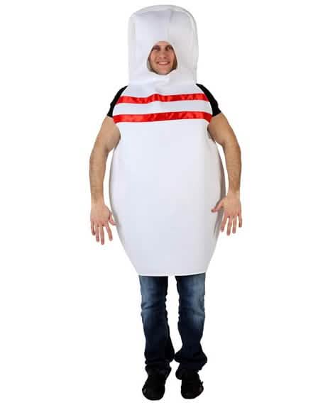 Costum de popice pentru adult alb cu dungi roșii