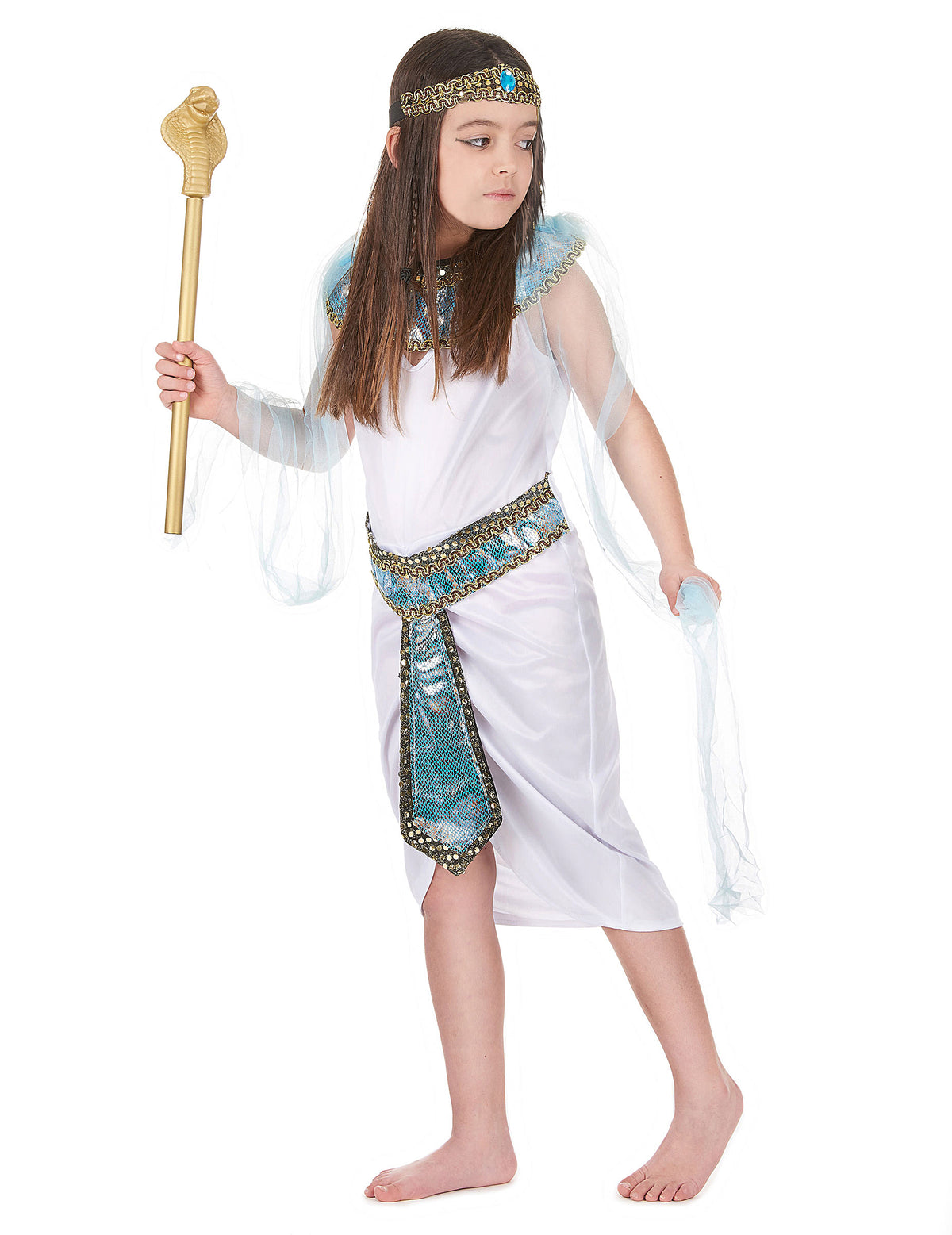 Vue de profil du déguisement de reine d'Egypte pour fille