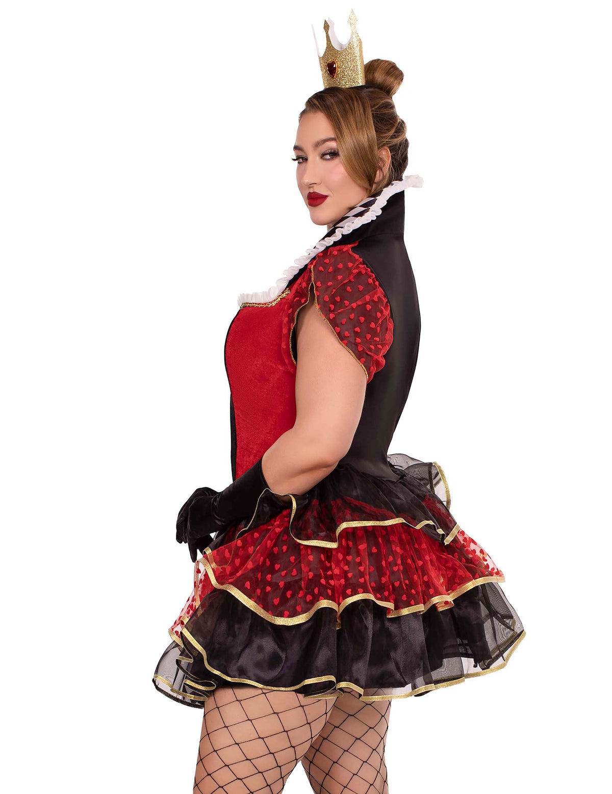 Vue de profil du déguisement de reine de cœur sexy