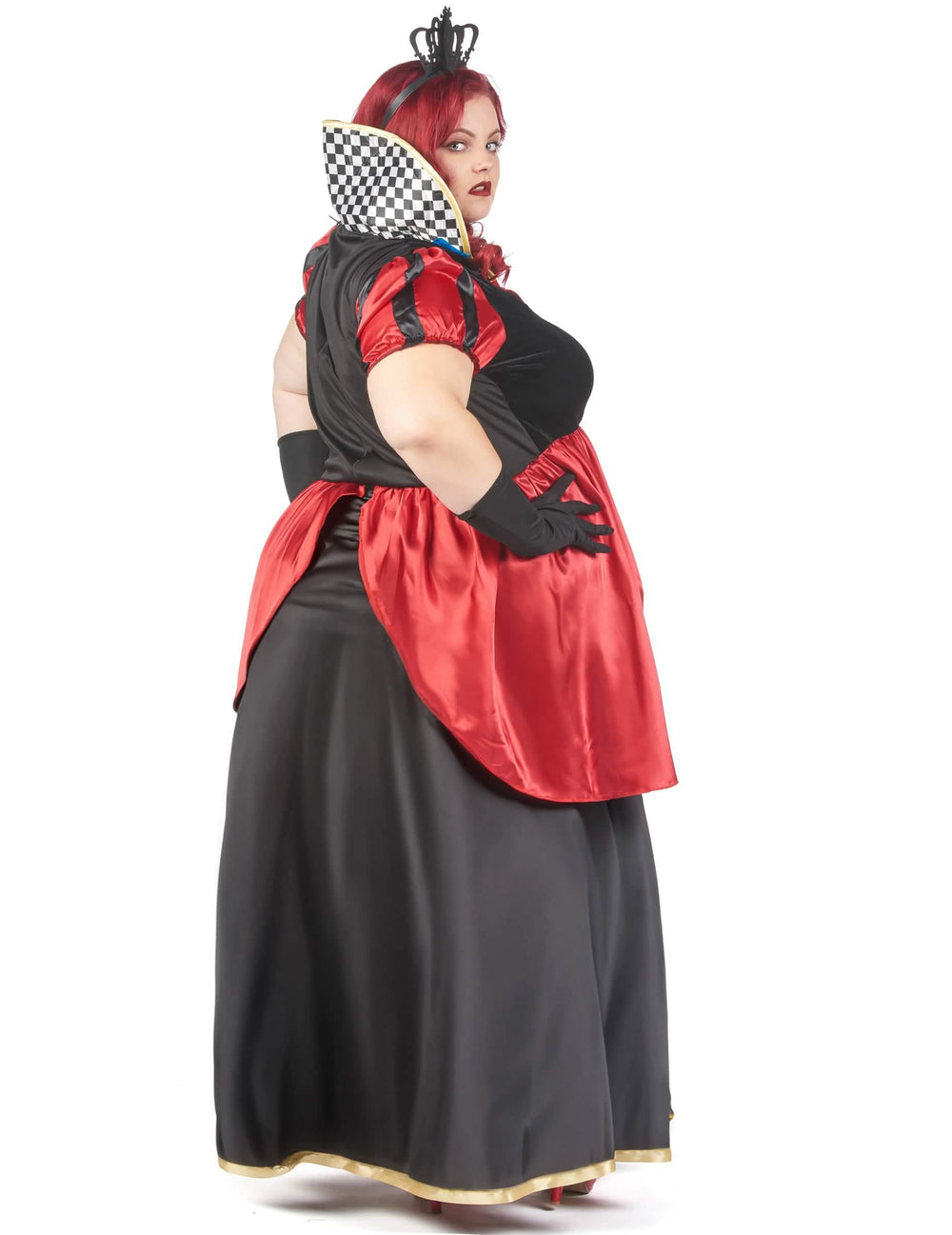 Vedere din spate, din trei sferturi, a costumului regina de cupă lungă