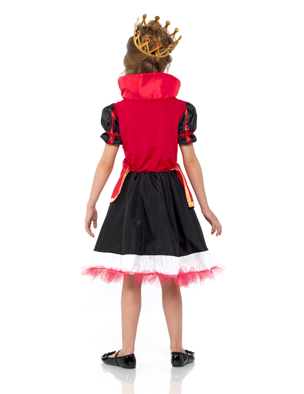 Vue de dos du déguisement reine des coeurs pour fille