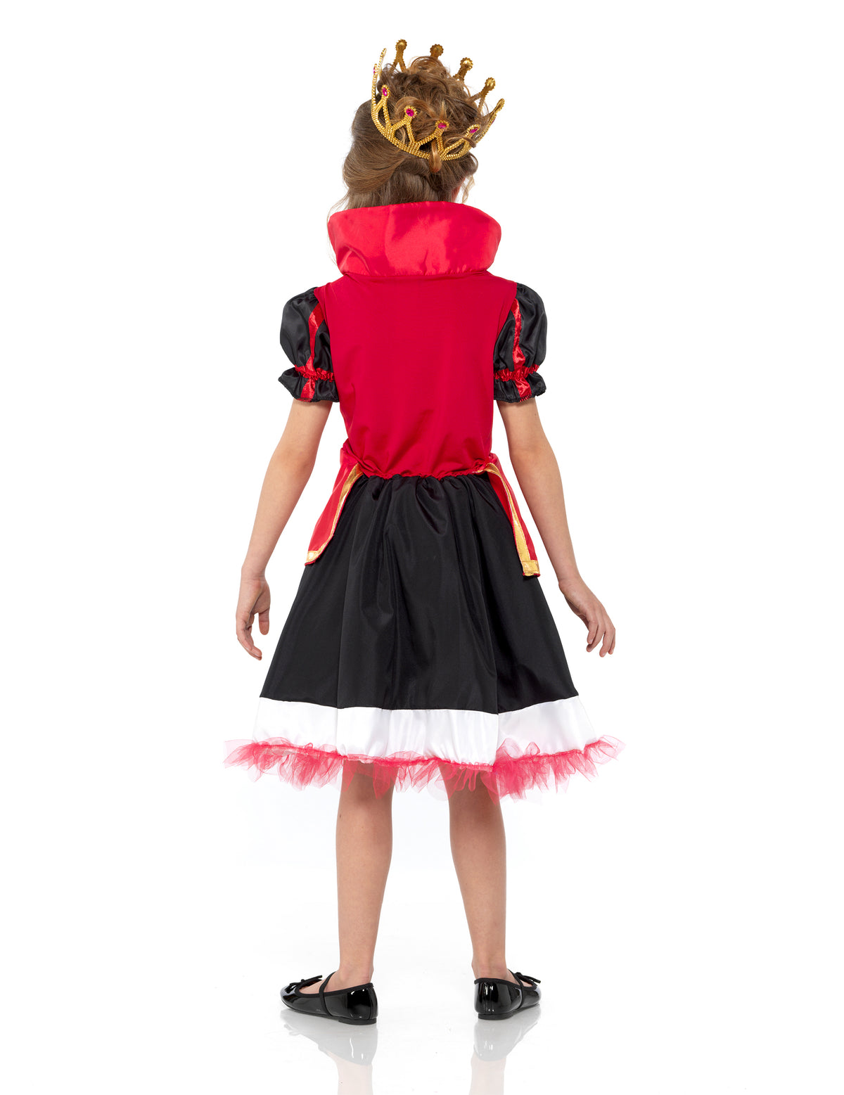 Vue de dos du déguisement reine des coeurs pour fille
