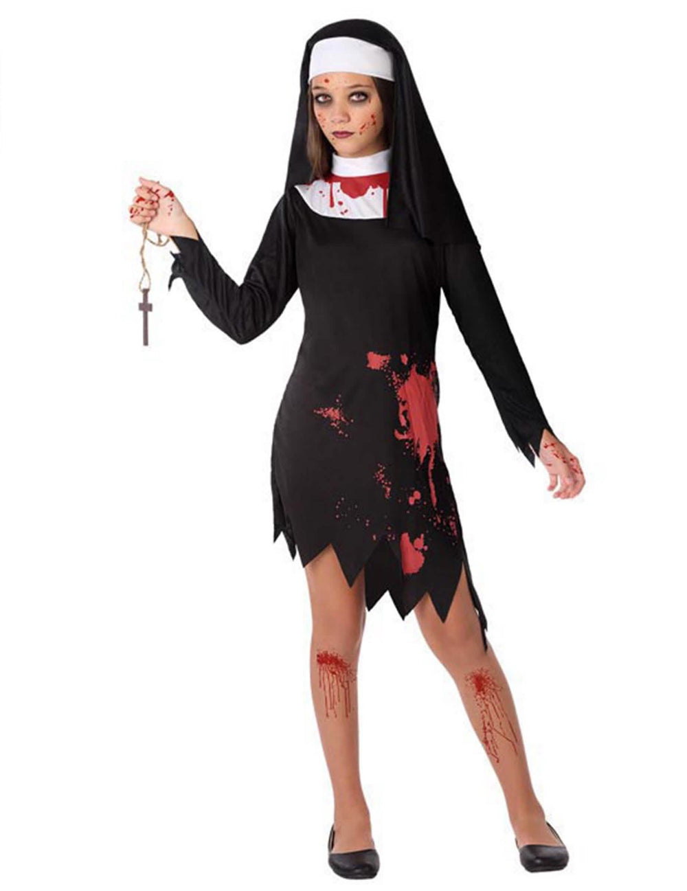 Costum de măicuță însângerată pentru fată alb și negru cu pete de sânge