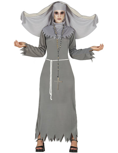 Déguisement de religieuse possédée pour femme grise Halloween