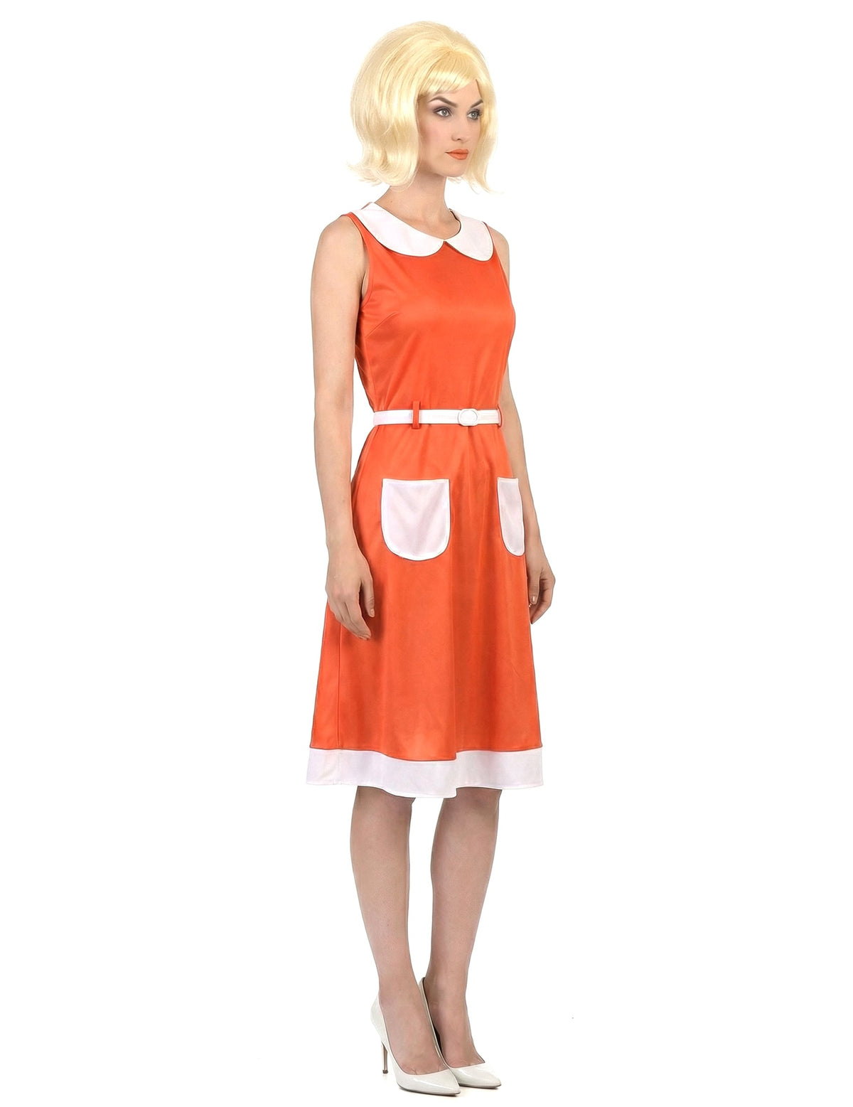 Vue de profil du déguisement rétro vintage 50's 60's pour femme