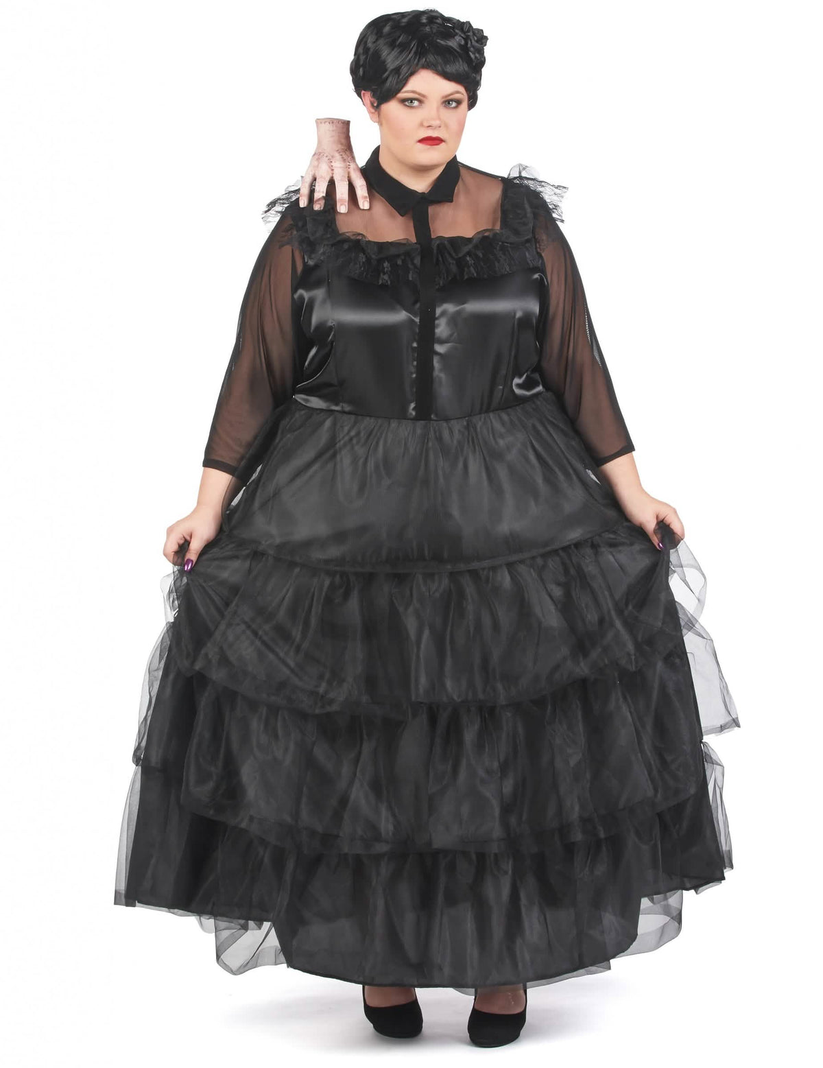 Vue de face du déguisement robe de bal gothique