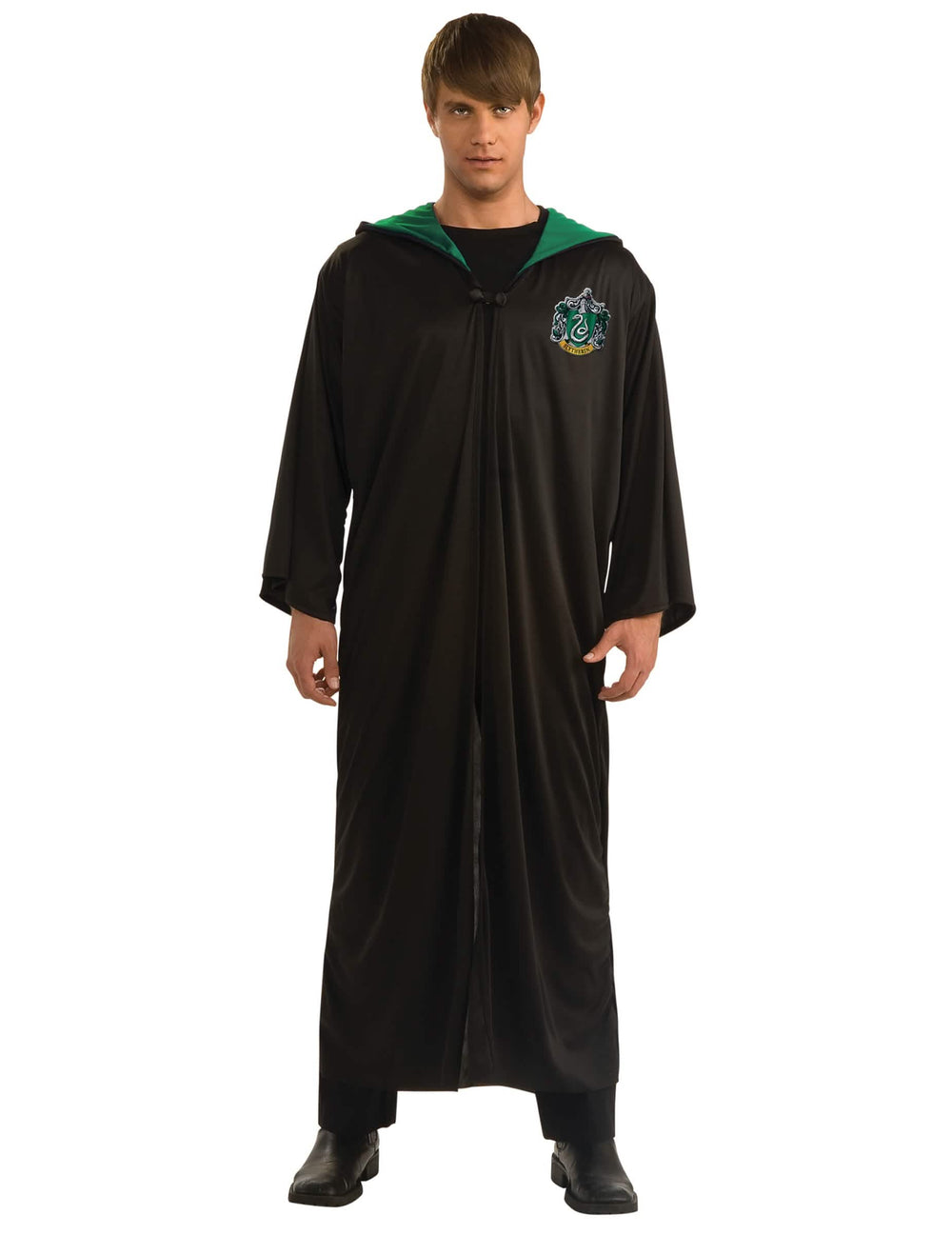 Costum rochie de vrăjitor Harry Potter™ pentru adult negru și verde cu emblemă