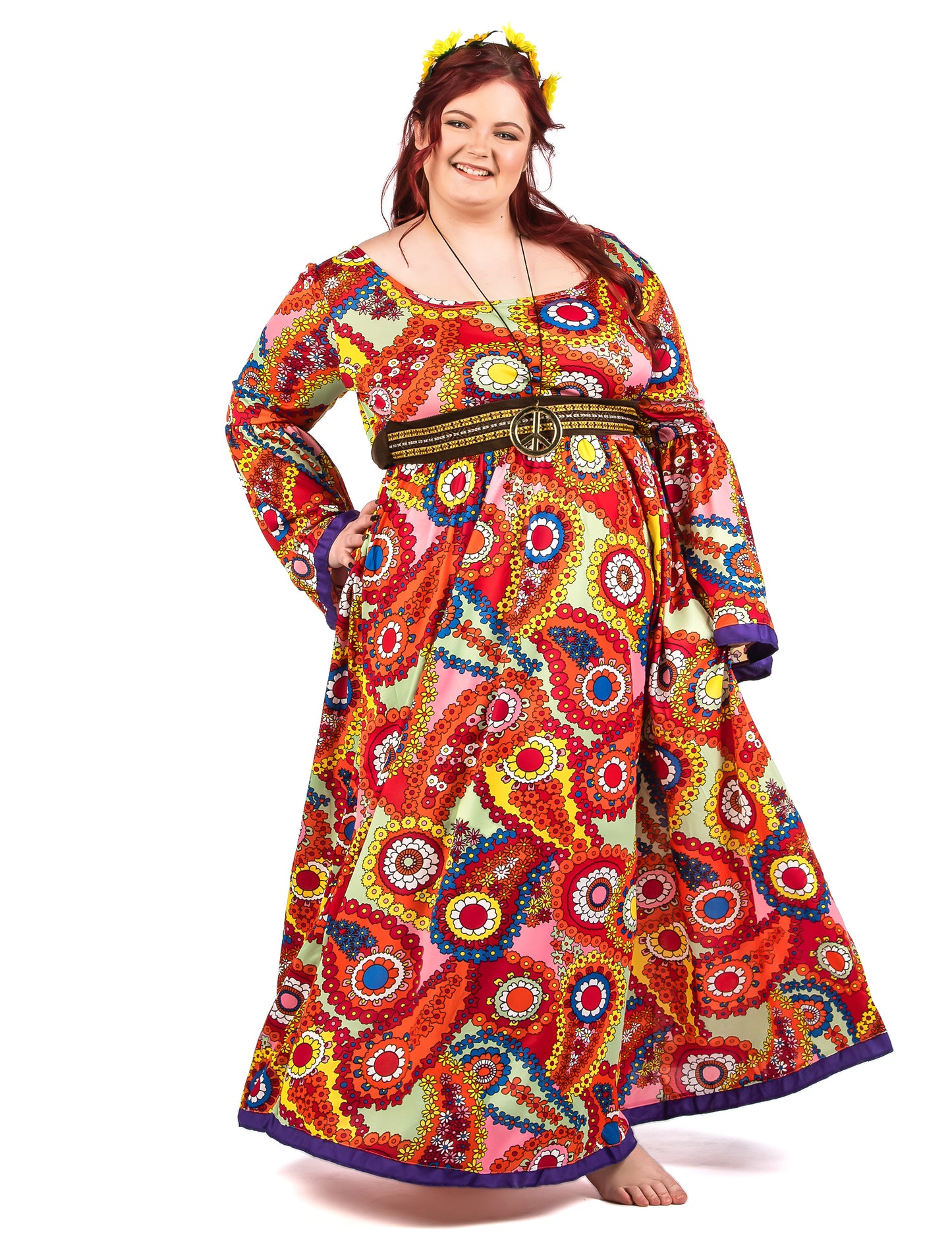 Costum de rochie hippie de dimensiuni mari