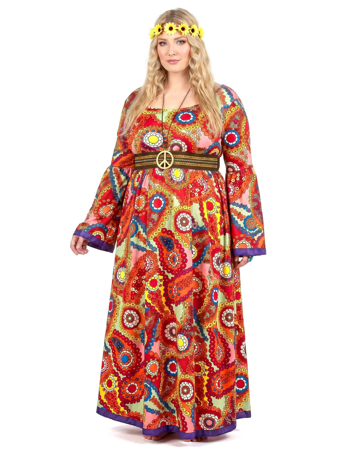 Costum de rochie hippie de dimensiuni mari