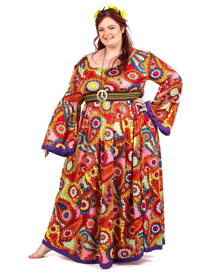 Costum de rochie hippie de dimensiuni mari