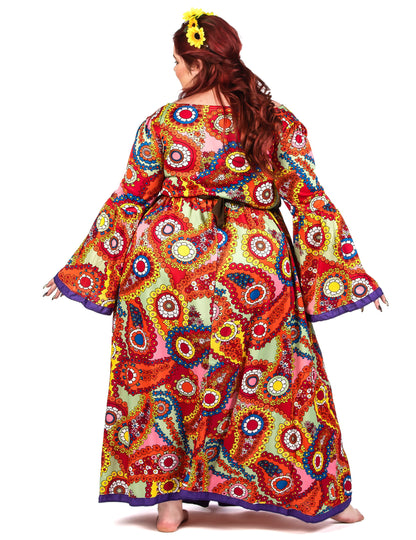 Costum de rochie hippie de dimensiuni mari