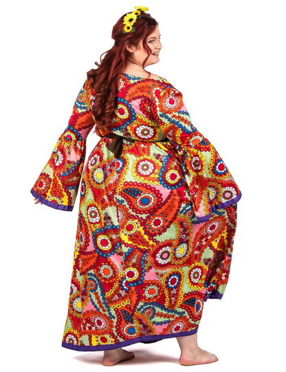 Costum de rochie hippie de dimensiuni mari
