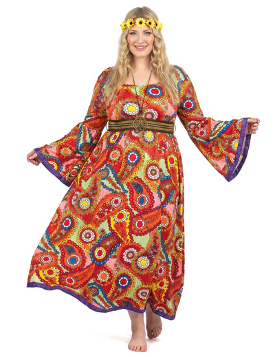 Costum de rochie hippie de dimensiuni mari