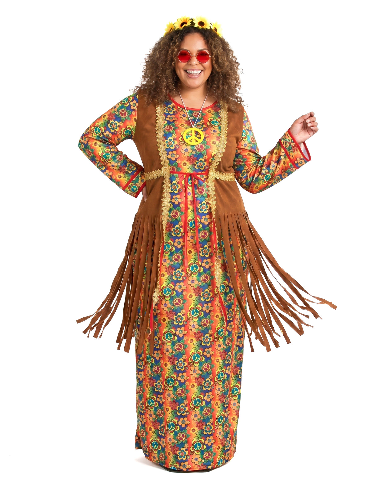 Costum lung de rochie hippie cu franjuri plus dimensiuni pentru femei