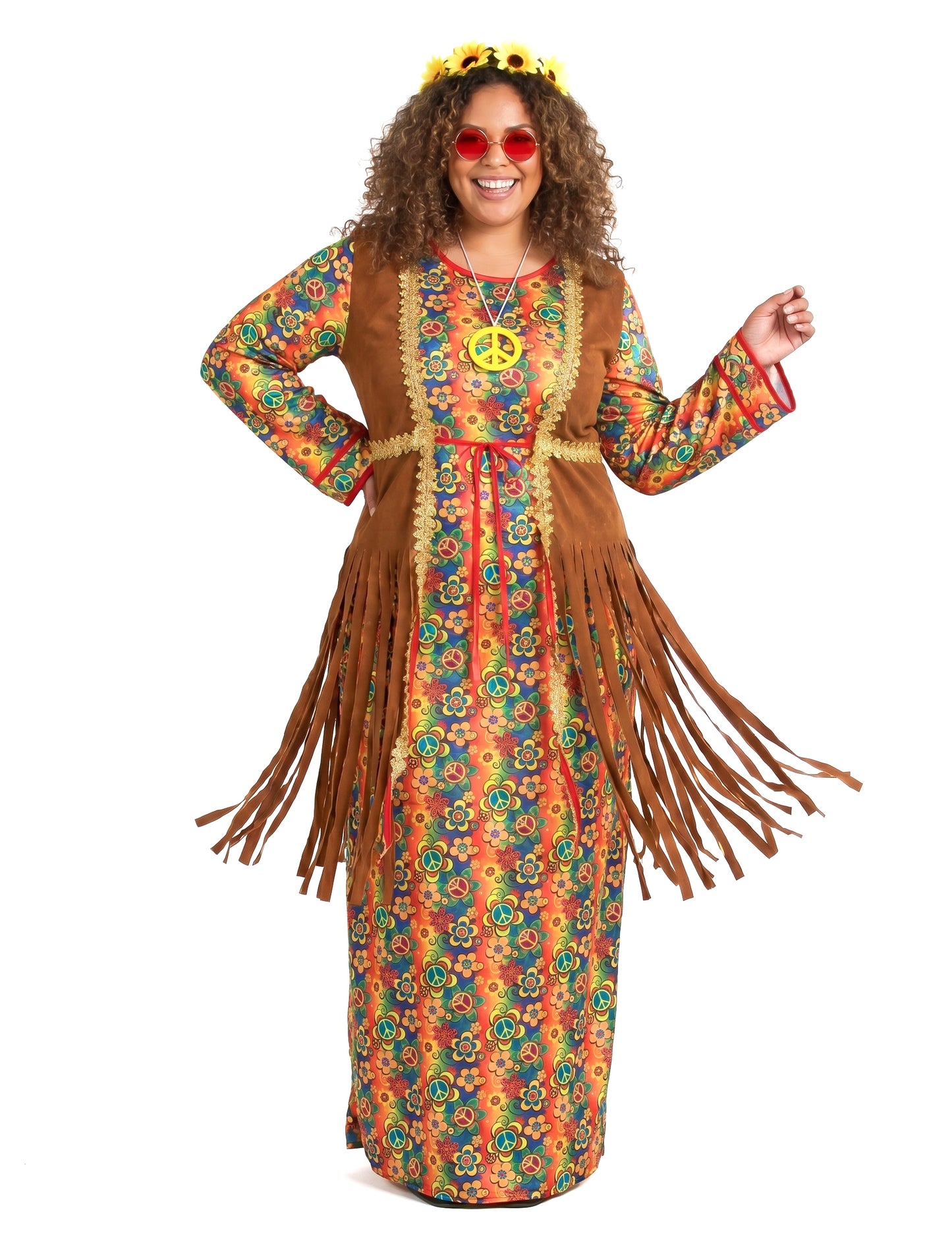 Costum lung de rochie hippie cu franjuri plus dimensiuni pentru femei