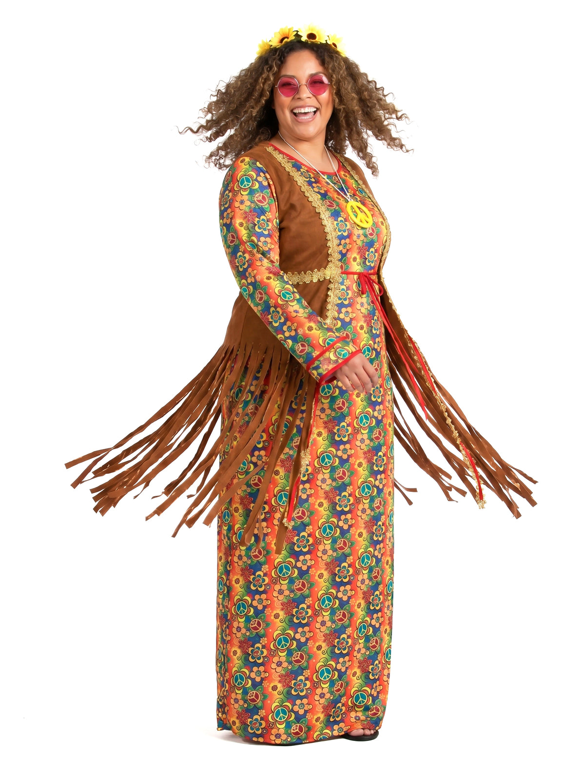 Costum lung de rochie hippie cu franjuri plus dimensiuni pentru femei