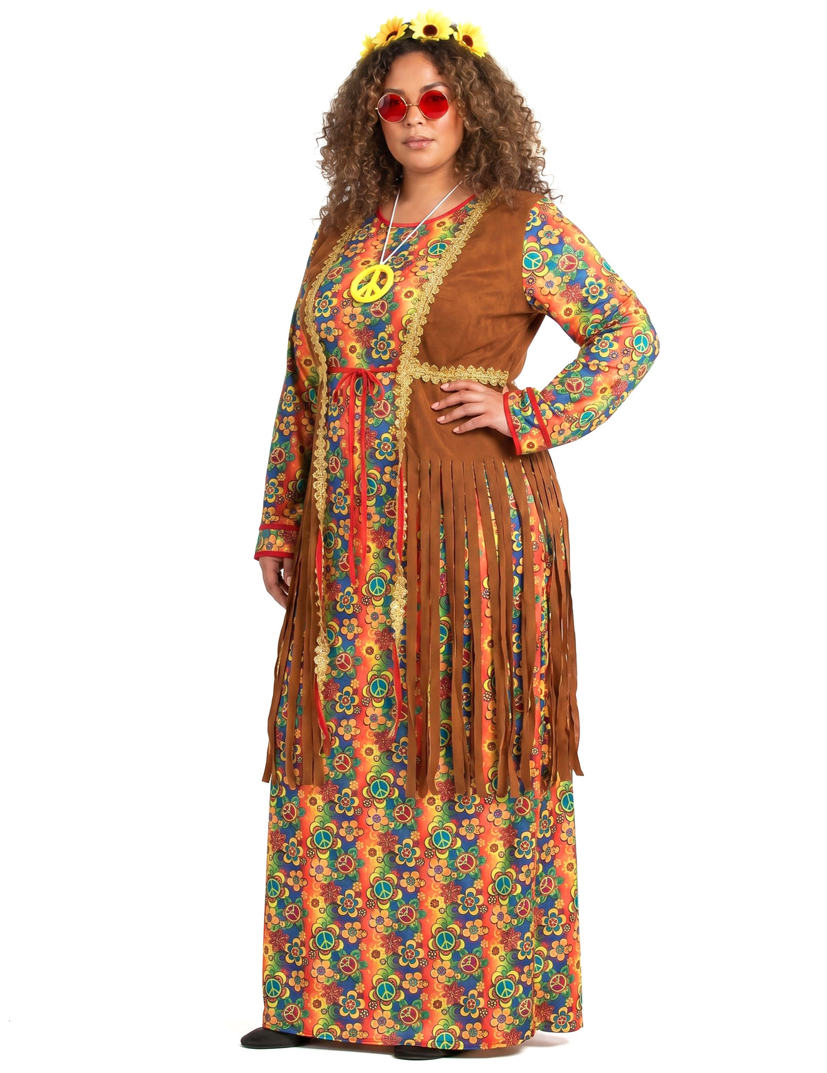 Costum lung de rochie hippie cu franjuri plus dimensiuni pentru femei