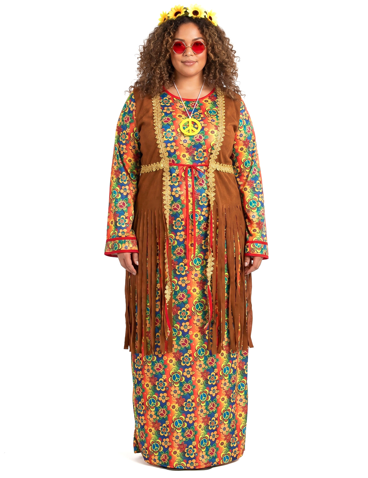Costum lung de rochie hippie cu franjuri plus dimensiuni pentru femei