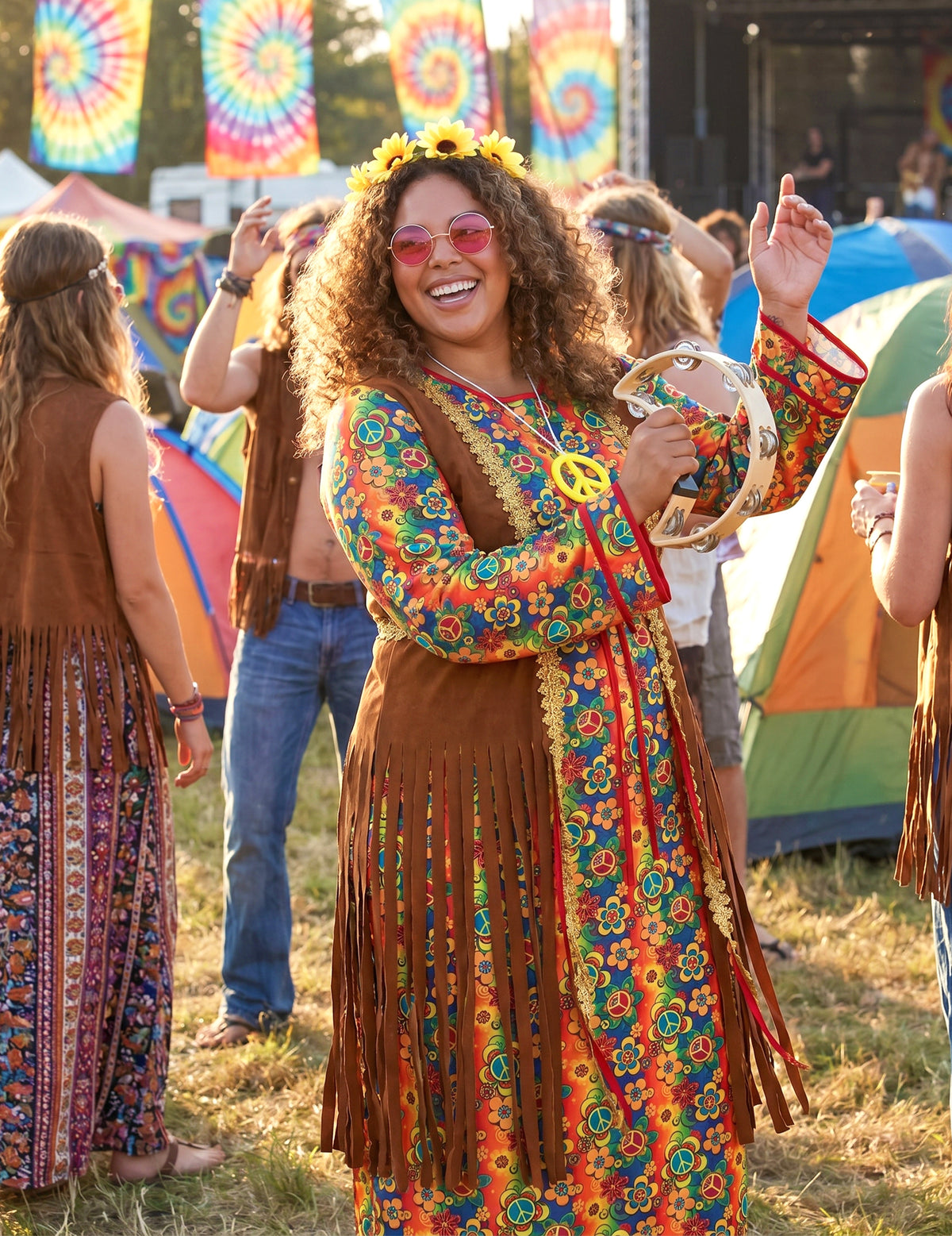 Costum lung de rochie hippie cu franjuri plus dimensiuni pentru femei