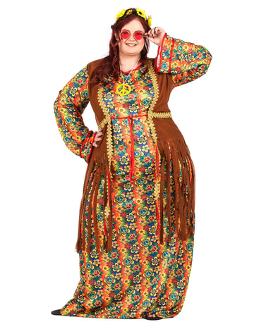 Costum lung de rochie hippie cu franjuri plus dimensiuni pentru femei