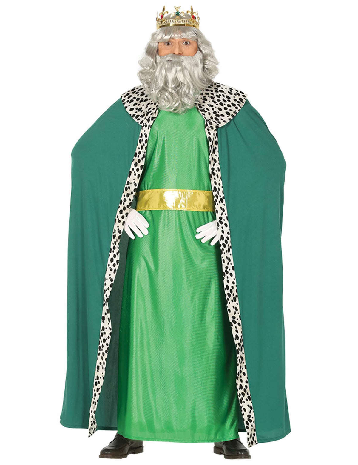 Costum de rege mag pentru adult verde cu capă și coroană aurie