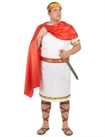 Déguisement romain avec couronne pour homme blanc et rouge