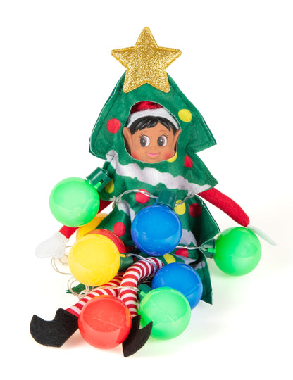 Costum de brad de Crăciun pentru o păpușă de elf Joker