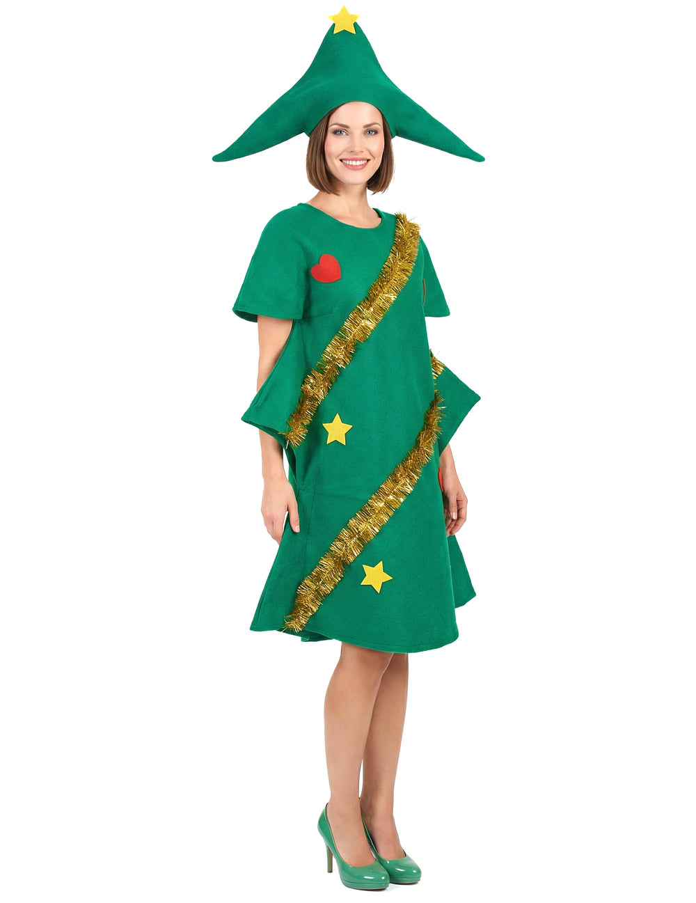Vue de profil du déguisement sapin décoré humoristique