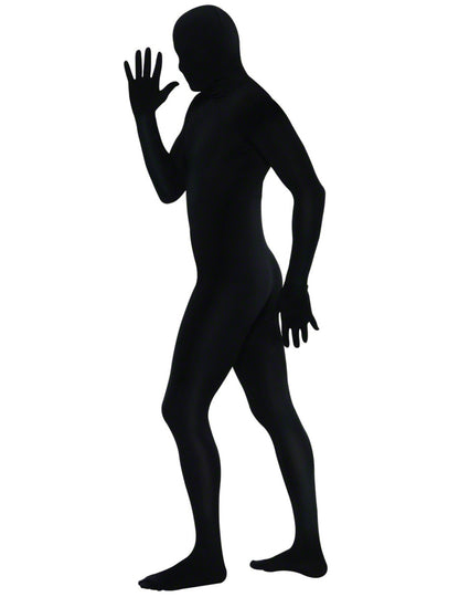Vue de profil du déguisement seconde peau pour adulte noir