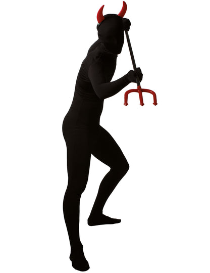 Cornes et fourche de diable du déguisement seconde peau pour adulte noir