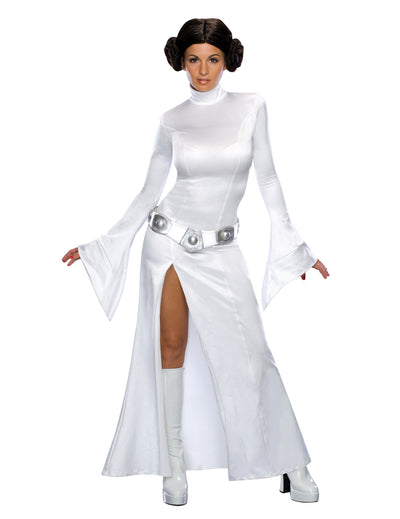 Costum sexy prințesă Leia Star Wars pentru femei alb cu curea argintie