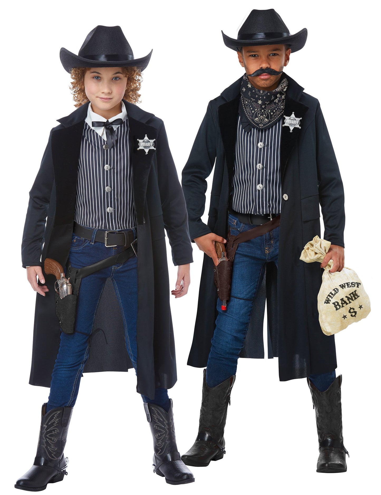 Versions fille et garçon du déguisement de shérif pour enfant